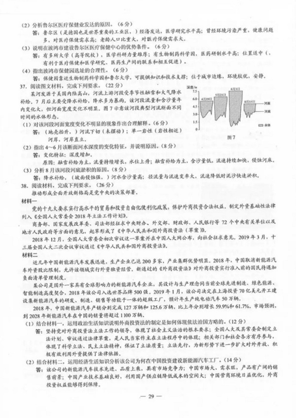 2019年高考文综真题及答案（全国3卷）